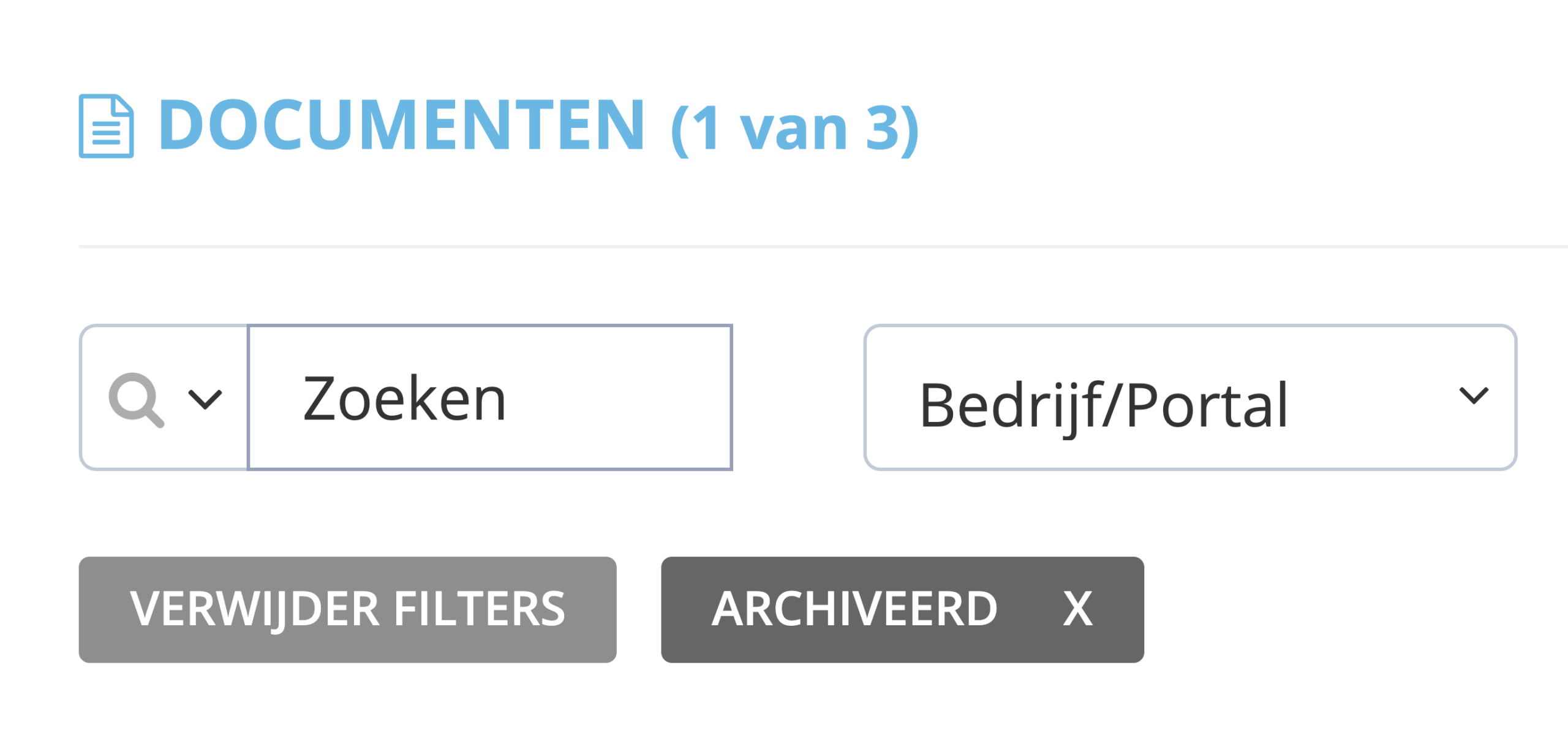 Stap 5. Klik op ‘Verwijder filters’ op de ‘Documenten werkbalk’. Hiermee worden alle huidige documenten weergegeven, inclusief het