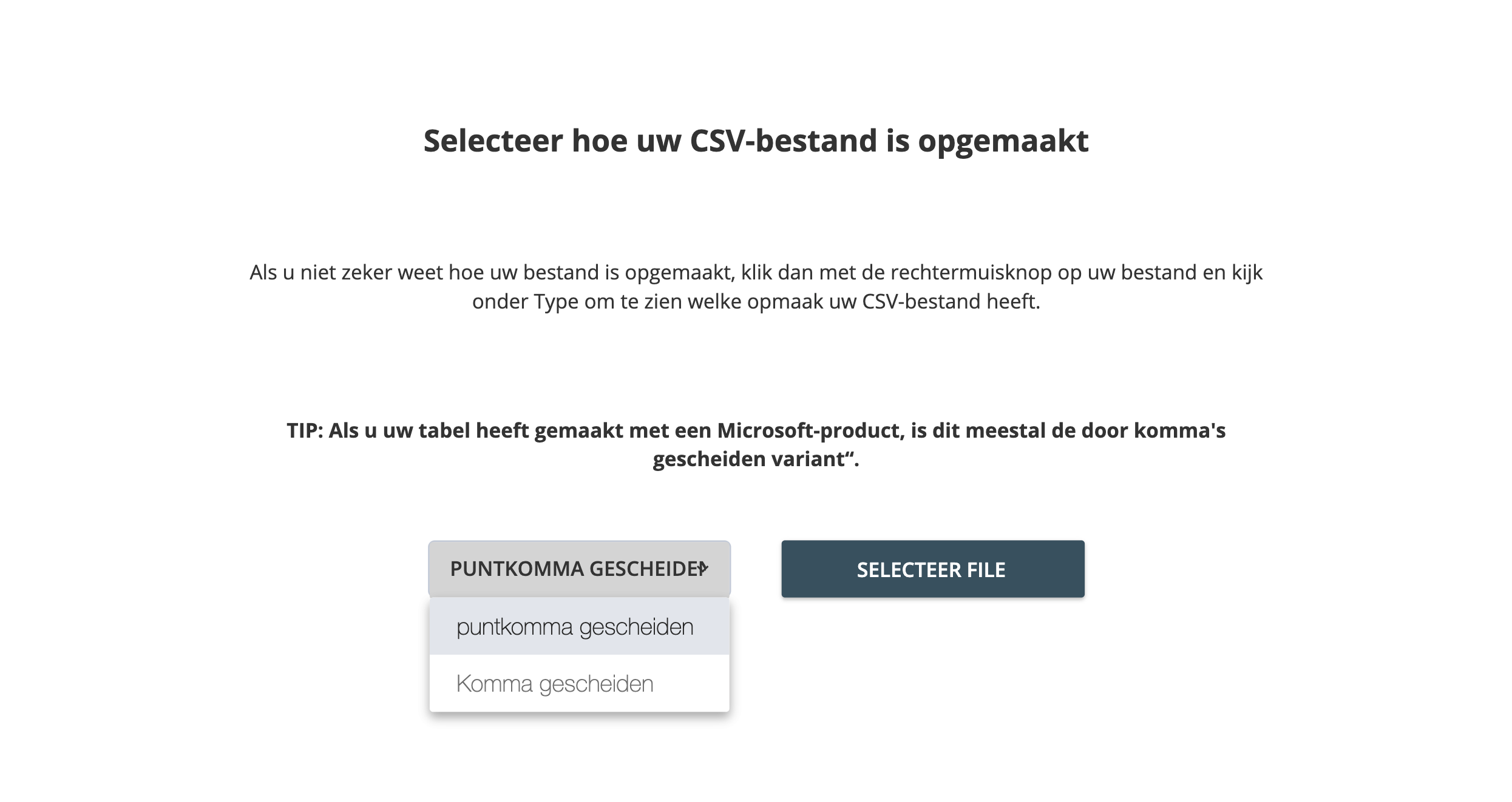 Stap 5. Om meerdere klanten uit een lijst toe te voegen, klikt u op ‘Voeg via lisjt import toe’. Klik op ‘Selecteer file’ en zoek het