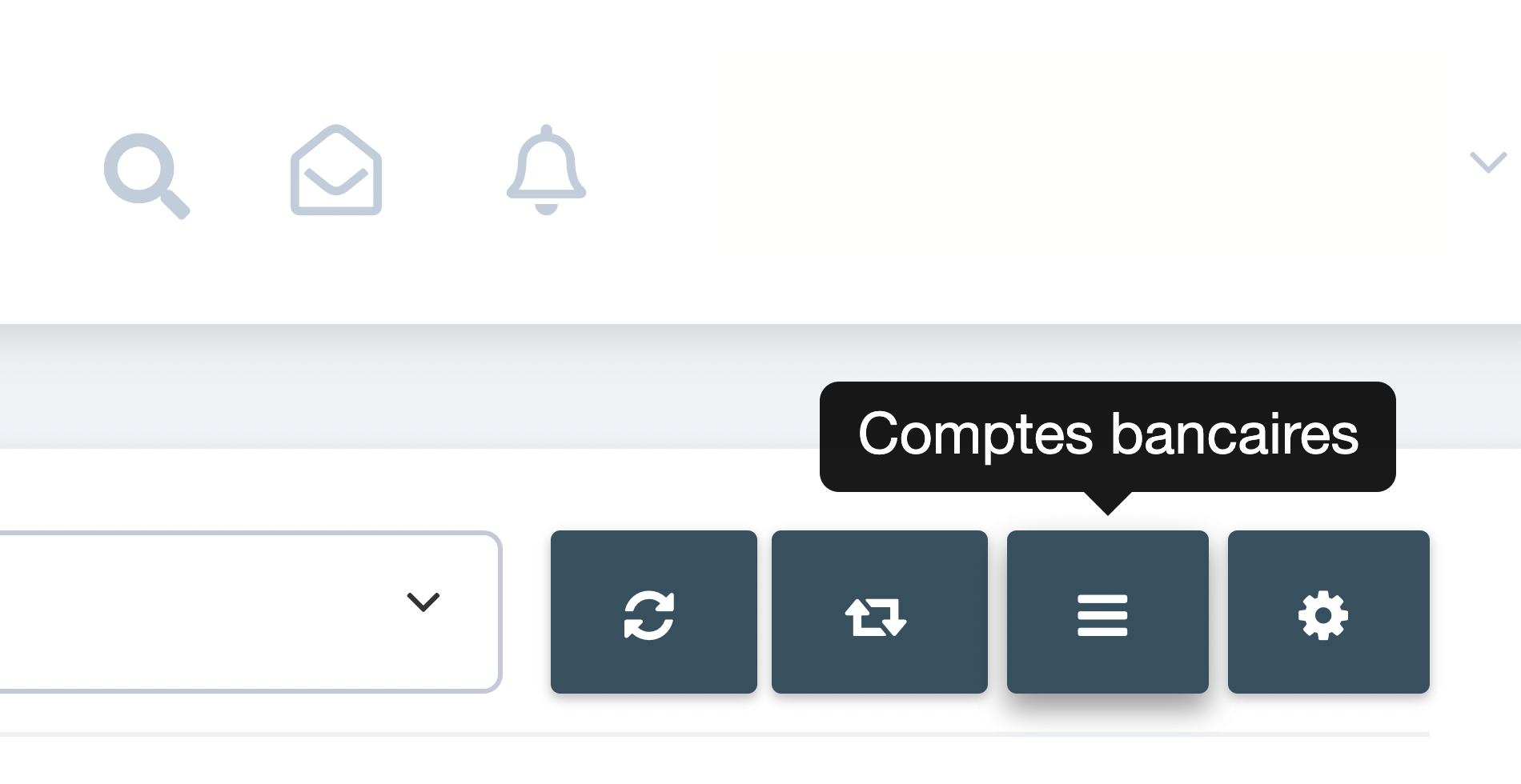 Si vous avez déjà lié un autre compte bancaire, cliquez sur Comptes bancaires (bouton trois lignes) dans la barre d’outils gestion