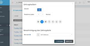 Stap 3: Je kunt nu instellingen maken zoals een dag van de week, intervallen en de persoon die op de hoogte word gesteld en sla deze dan