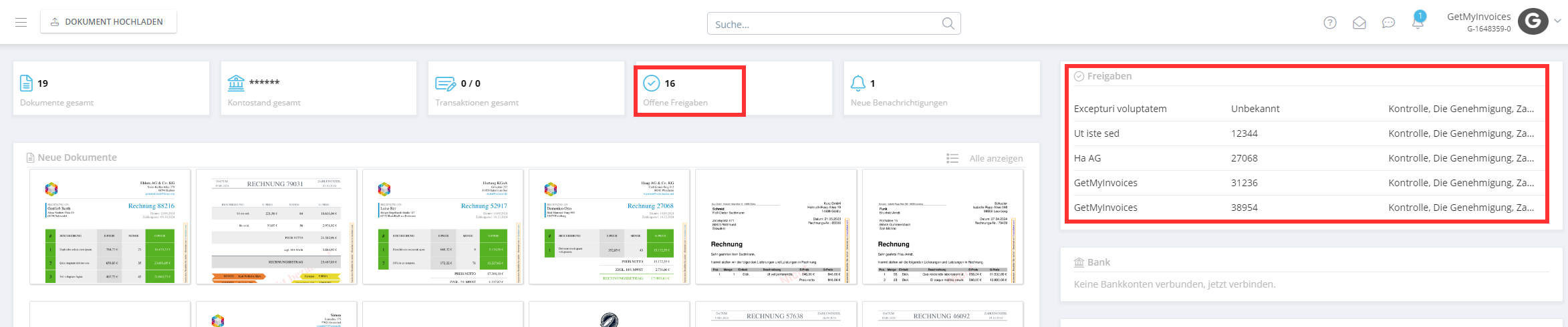 Panoramica delle approvazioni dei documenti con le pratiche in sospeso