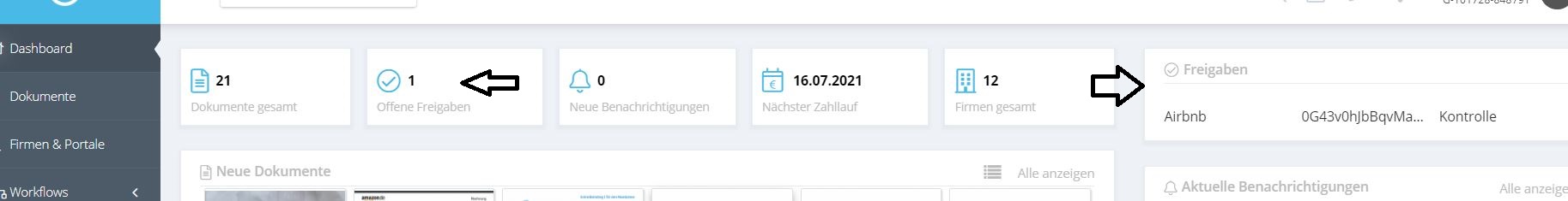 Where do I see the documents that need to be edited/approved? The dashboard always shows you how many documents you still have to edit or