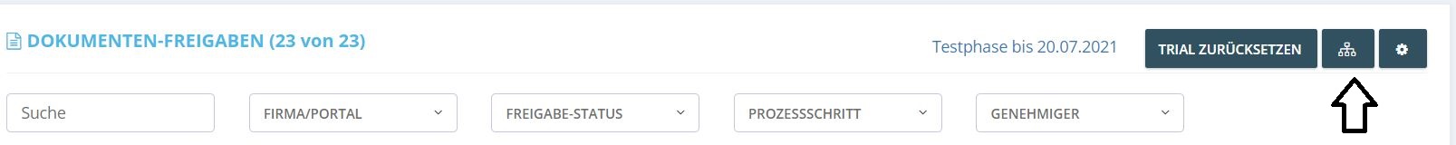 Step 2: Next, click on “Approval Management” in the upper right corner (button in the middle). - How can I edit a workflow in GetMyInvoices?