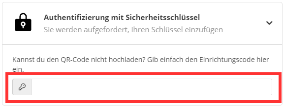 Eingabefeld für den Sicherheitsschlüssel