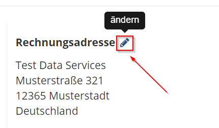 2. Click on the pencil icon to make a change of address. - Change billing address