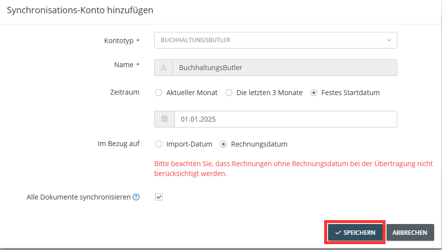 Completare la configurazione cliccando sul pulsante «Salva»