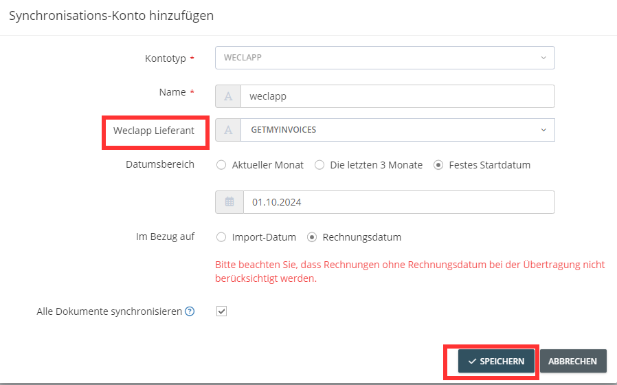 Selezione del fornitore predefinito con data di inizio opzionale