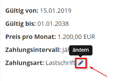 2. Click the pencil icon to change the payment method. - Change payment method