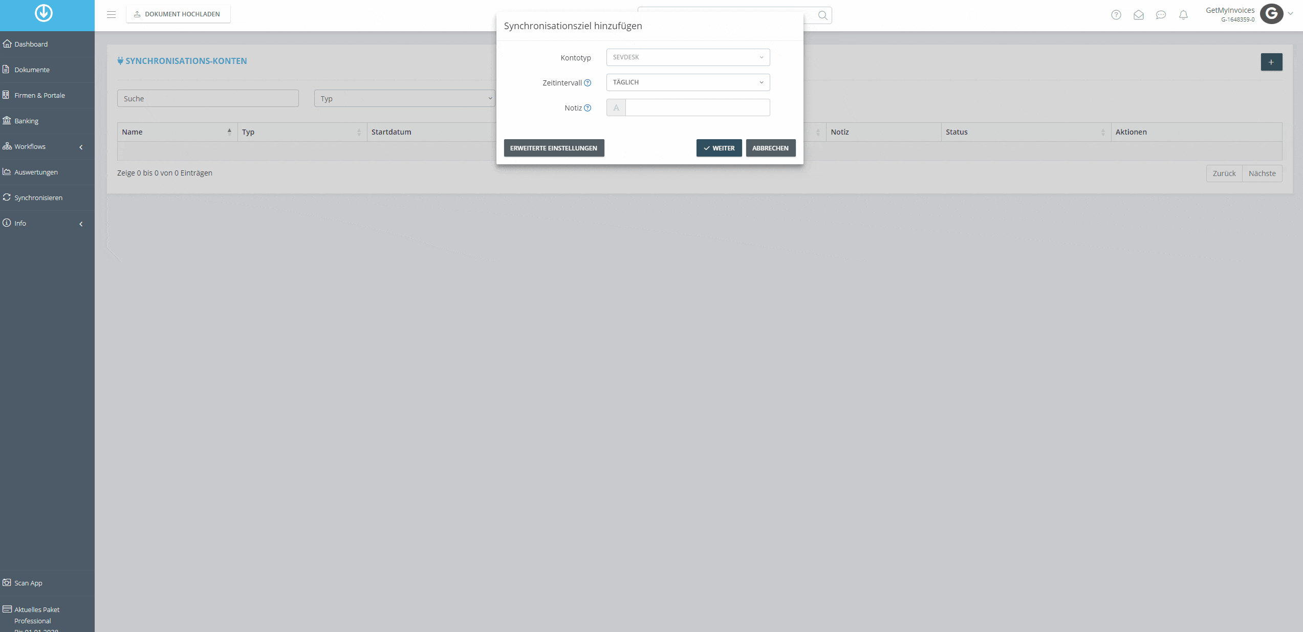 Impostazioni avanzate per l’interfaccia sevDesk
