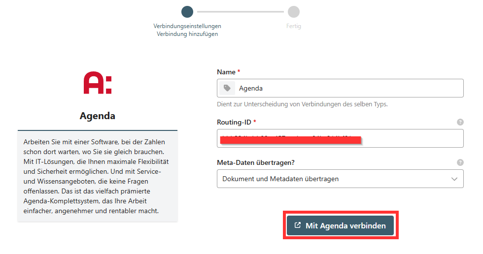 Scelta tra il trasferimento con metadati o solo in formato PDF