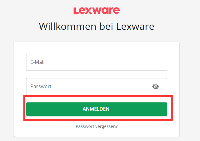 Schermata di accesso di Lexoffice