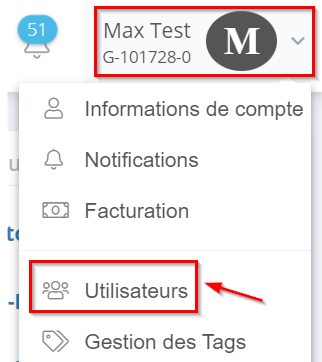 Vous avez la possibilité d’inviter ou d’ajouter d’autres utilisateurs à votre compte. Vous pouvez définir individuellement l’accès que