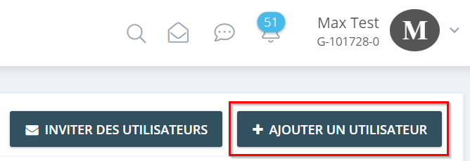 2. cliquez en haut à droite sur « Ajouter un utilisateur ». - Inviter des utilisateurs/ajouter des utilisateurs