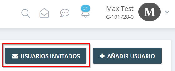 2. Haz clic en «Usuarios Invitados» en la esquina superior derecha. - Invitar usuario/Añadir usuario