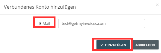 Campo di inserimento dell’indirizzo e-mail dell’account da collegare
