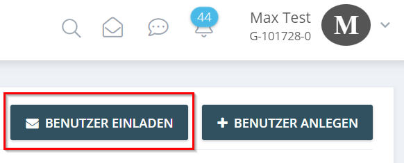 2. Cliquez sur « Inviter un utilisateur » en haut à droite. - Ajouter un utilisateur dans GetMyInvoices
