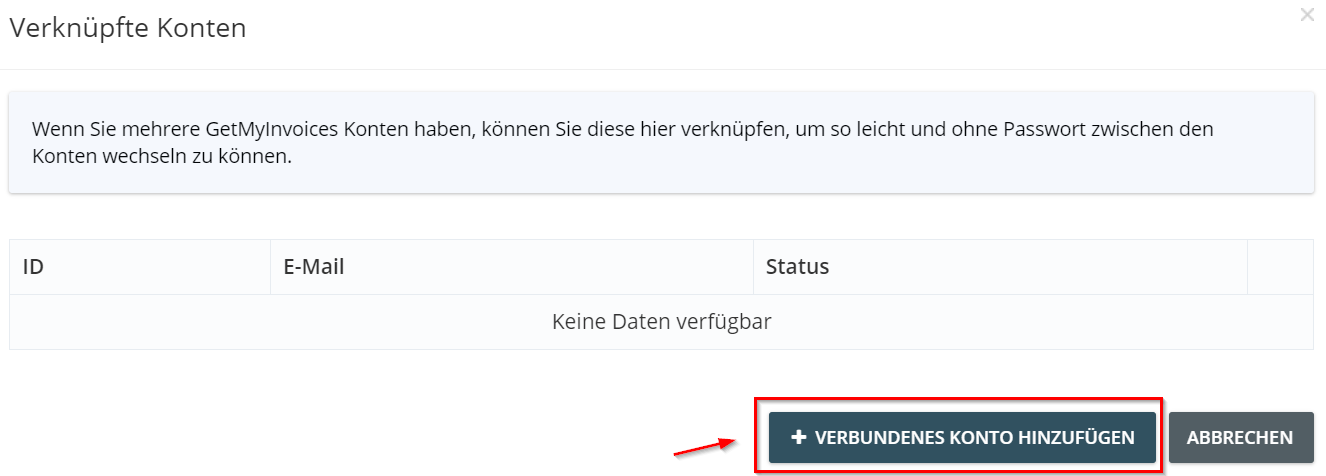 3. Click the “Add Connected Account” button. - Link account