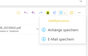 Upload attached PDF invoices 1. Open an e-mail that contains one or more PDF invoices as attachments. Click on the GetMyInvoices logo and