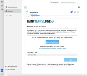 To activate and connect the plugin to your GetMyInvoices account Once the plugin is installed in Thunderbird, you need to make a few simple