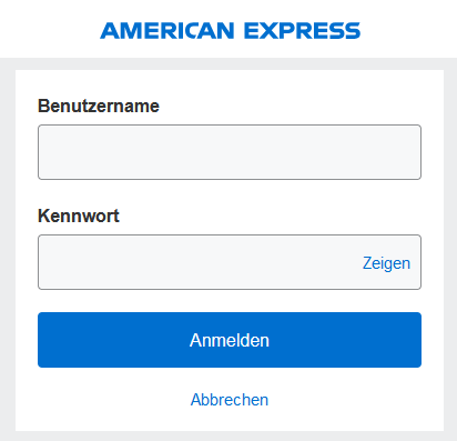 Finestra di accesso all’account American Express