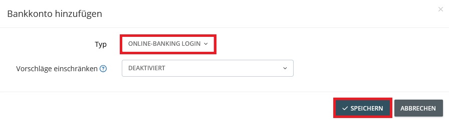 Selezione del tipo di conto corrente Accesso all’online banking
