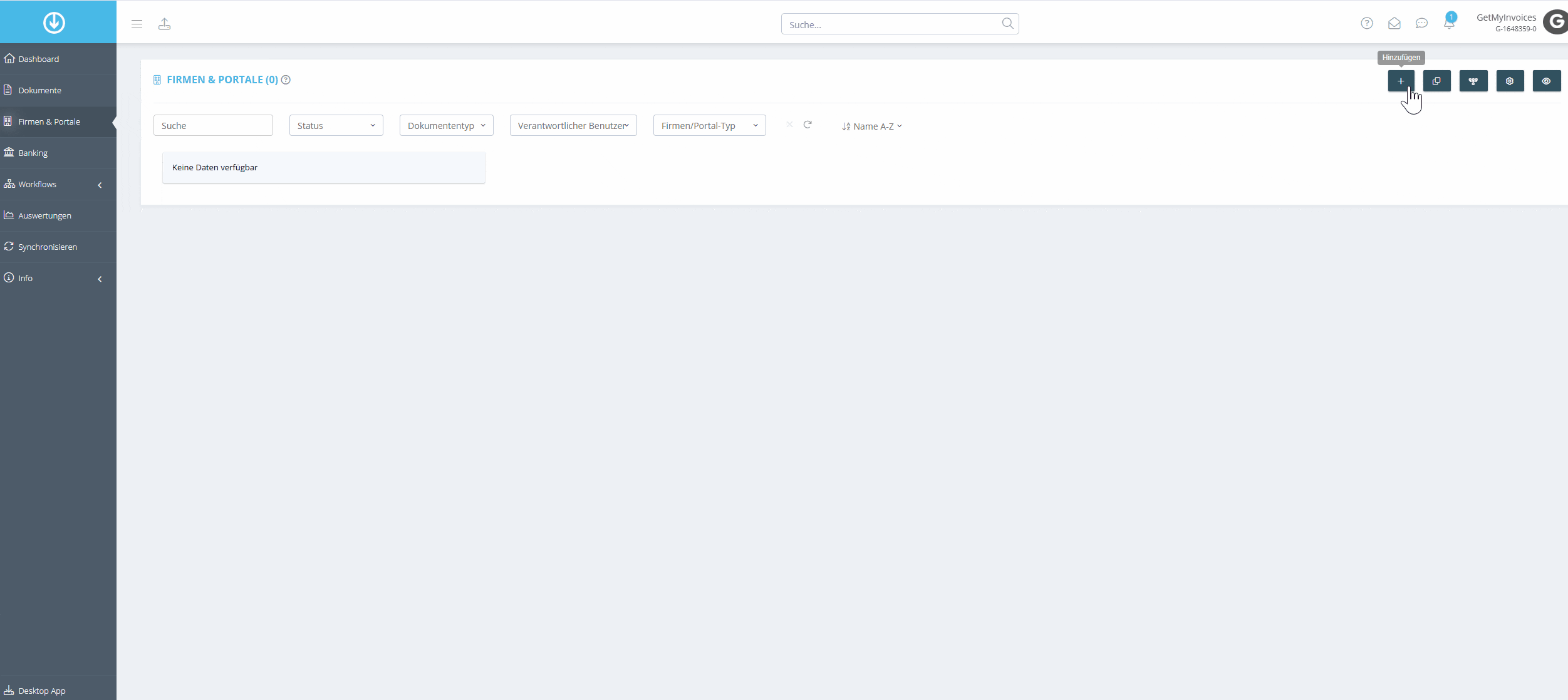 Procedura: aggiungere il portale, selezionare il portale online e collegarsi tramite browser