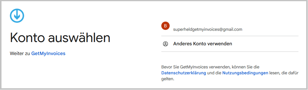 Finestra di accesso di Google con la selezione dell’indirizzo e-mail