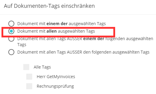 Esempio relativo all’opzione «Documenti con tutti i tag selezionati»