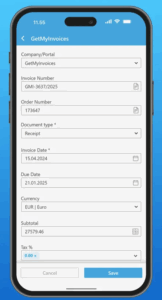 Search documents by invoice number, order number, supplier name or notes. Edit all fields of a document’s basic data, including payment