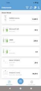 Elenco dei documenti nell’app mobile