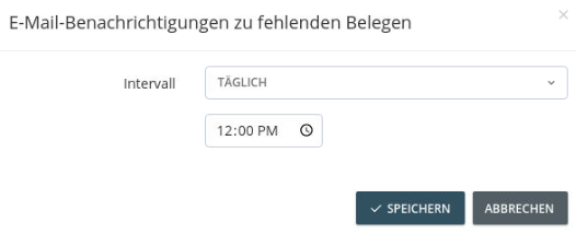 Impostazione del tipo di notifica e dell’intervallo di tempo per i documenti mancanti