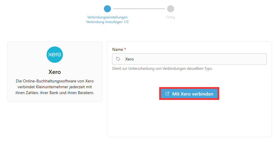 Finestra di dialogo di connessione con l’opzione «Connettersi a Xero»