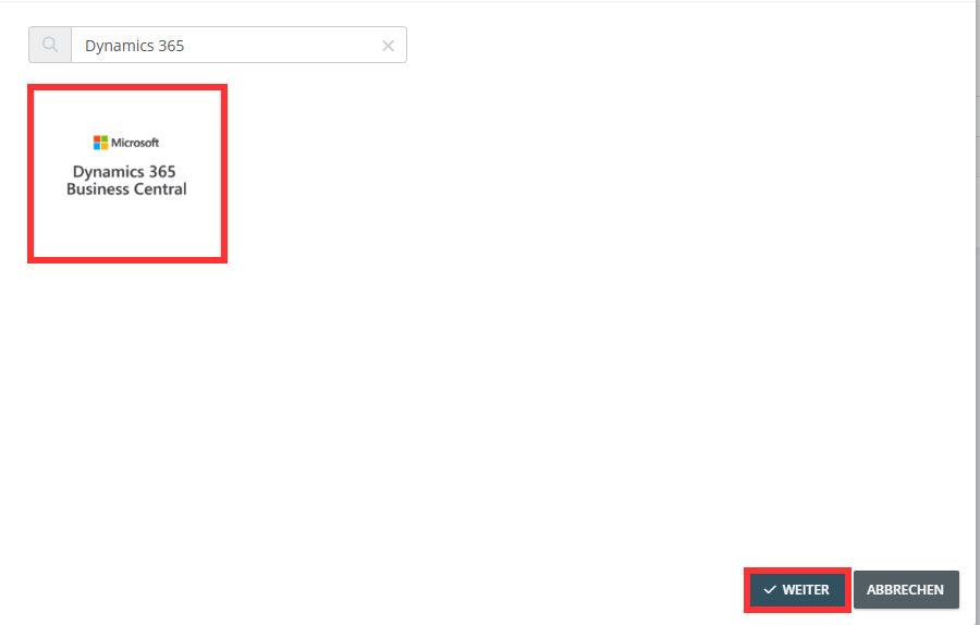 Risultato della ricerca con il riquadro di Dynamics 365