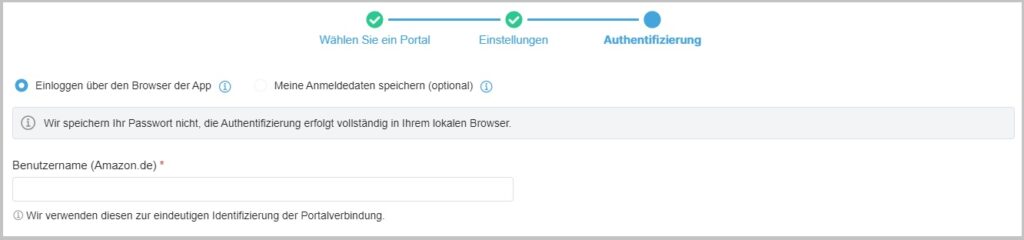 Selezione del metodo di autenticazione nell’app desktop