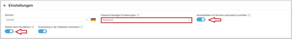 Impostazioni dell’app desktop con le opzioni relative al gestore di password e alle passkey