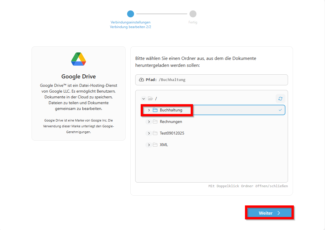 Scelta della posizione di archiviazione in Google Drive
