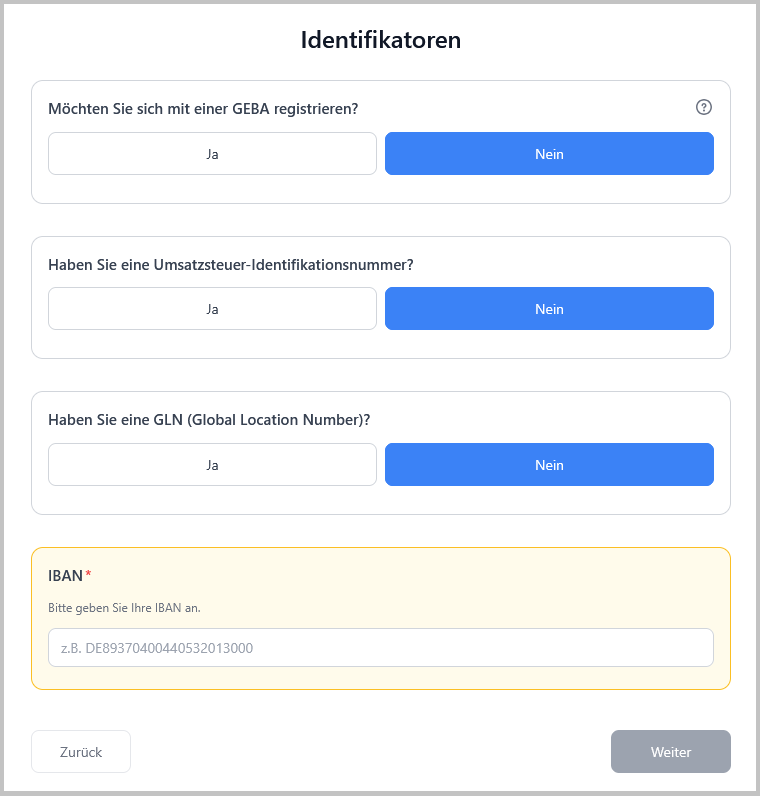 Selezione dell’identificativo tra le opzioni disponibili