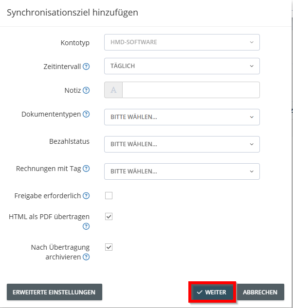 Impostazioni avanzate per l’interfaccia hmd